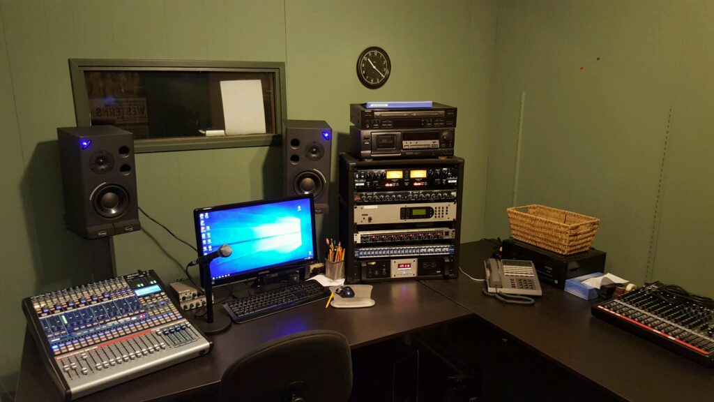 audio and computer set up in studio