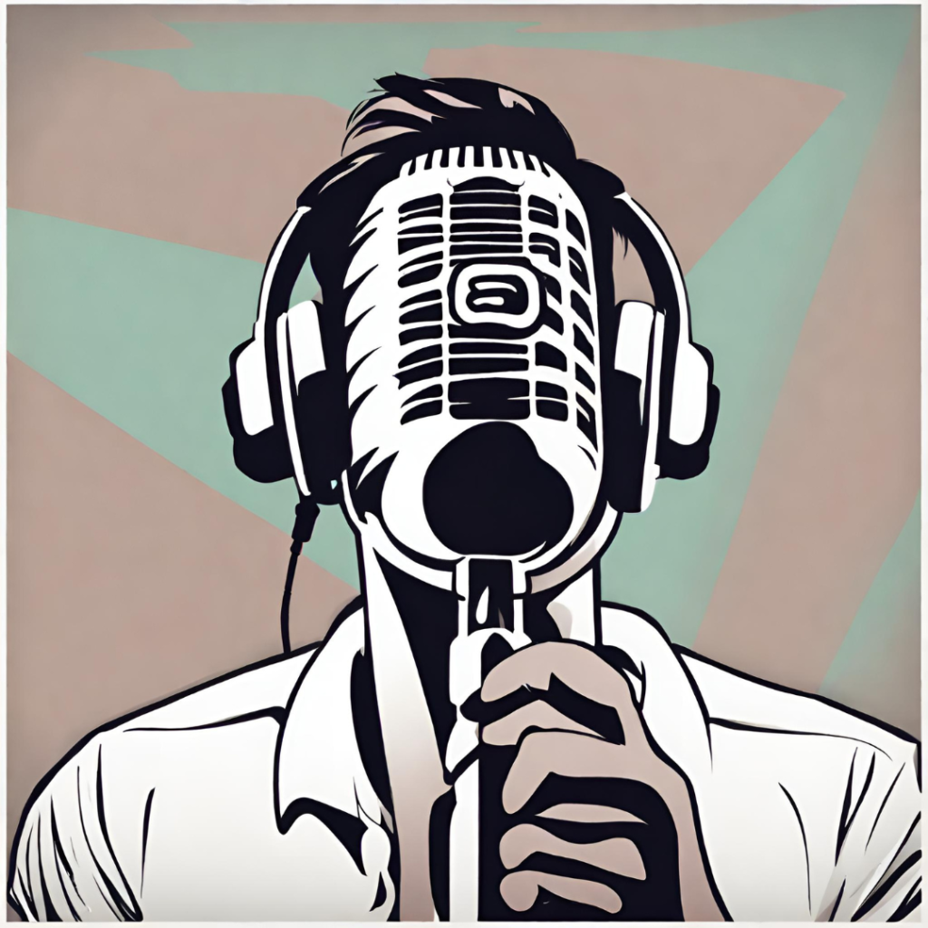illustration of a microphone in front of a face