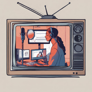 Illustration of a TV with a voice actor on the screen
