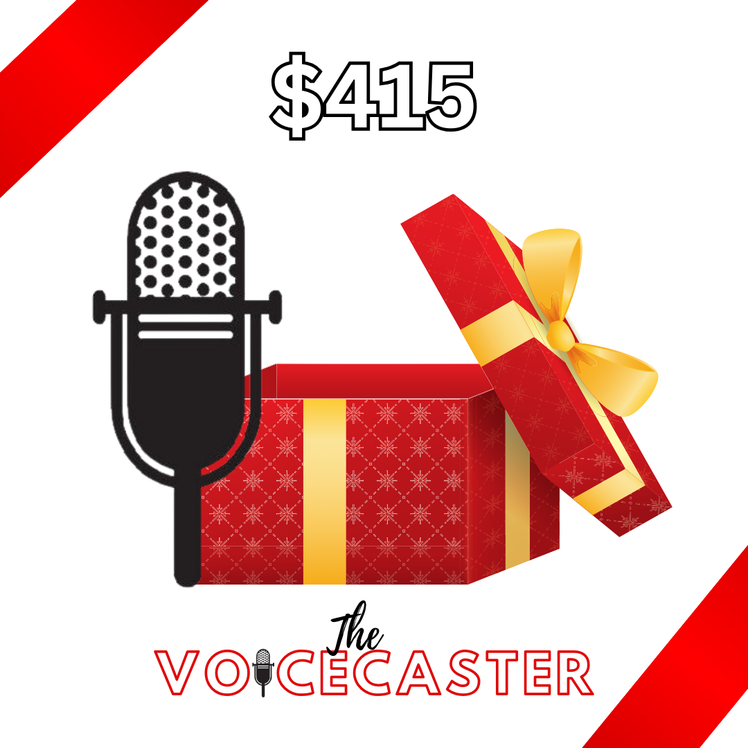 Gift card with image of a package and microphone for $415