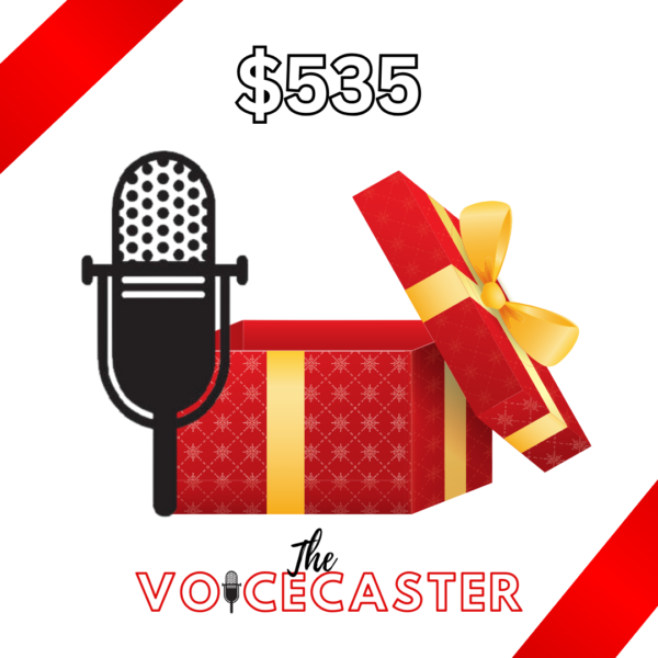 Gift card with image of a package and microphone for $535
