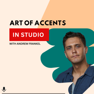 Art of Accents in-studio workshop promotional graphic featuring Andrew Frankel on beige and teal background